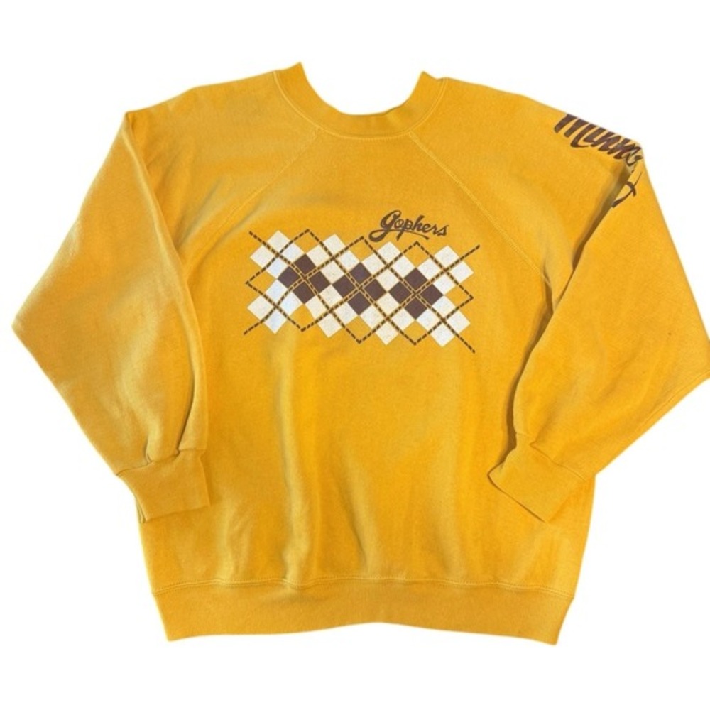 Rare Vintage 70s Champion Minnesota Gophers Sweatshirt USA Argyle L